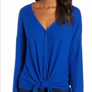 Nordstrom Tops - Caslon tie front cozy knit shirt in Blue. NWT Nordstrom Tops - Caslon tie front cozy knit shirt in Blue. NWT